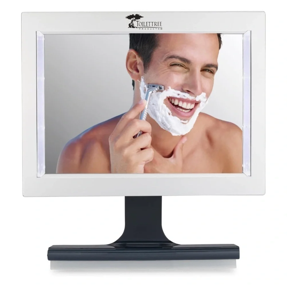 LED Lighted Framed Fogless Shower Mirror with Squeegee